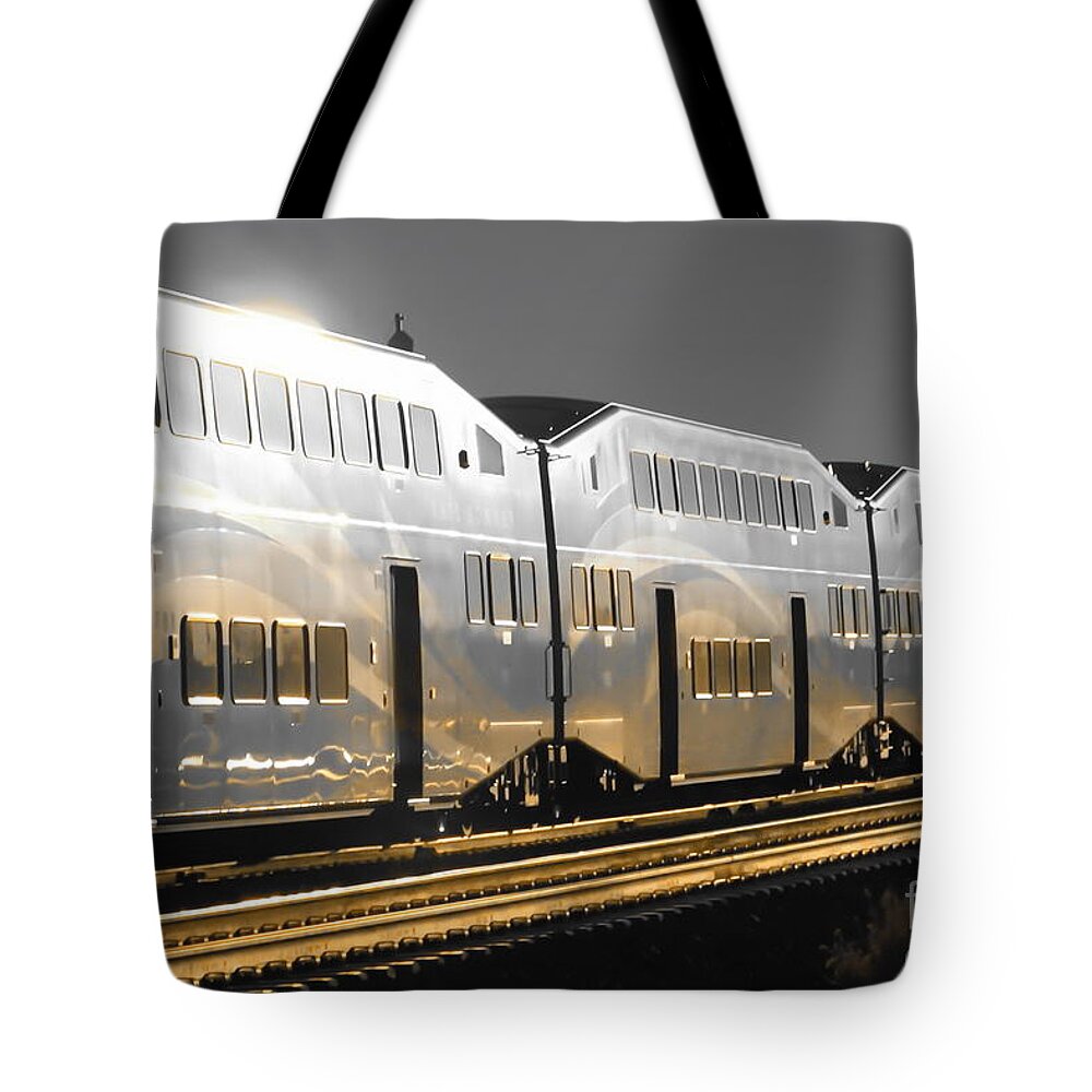 Digital Selective Color Photo Tote Bag featuring the digital art Mirror of the Winter Sun by Tim Richards