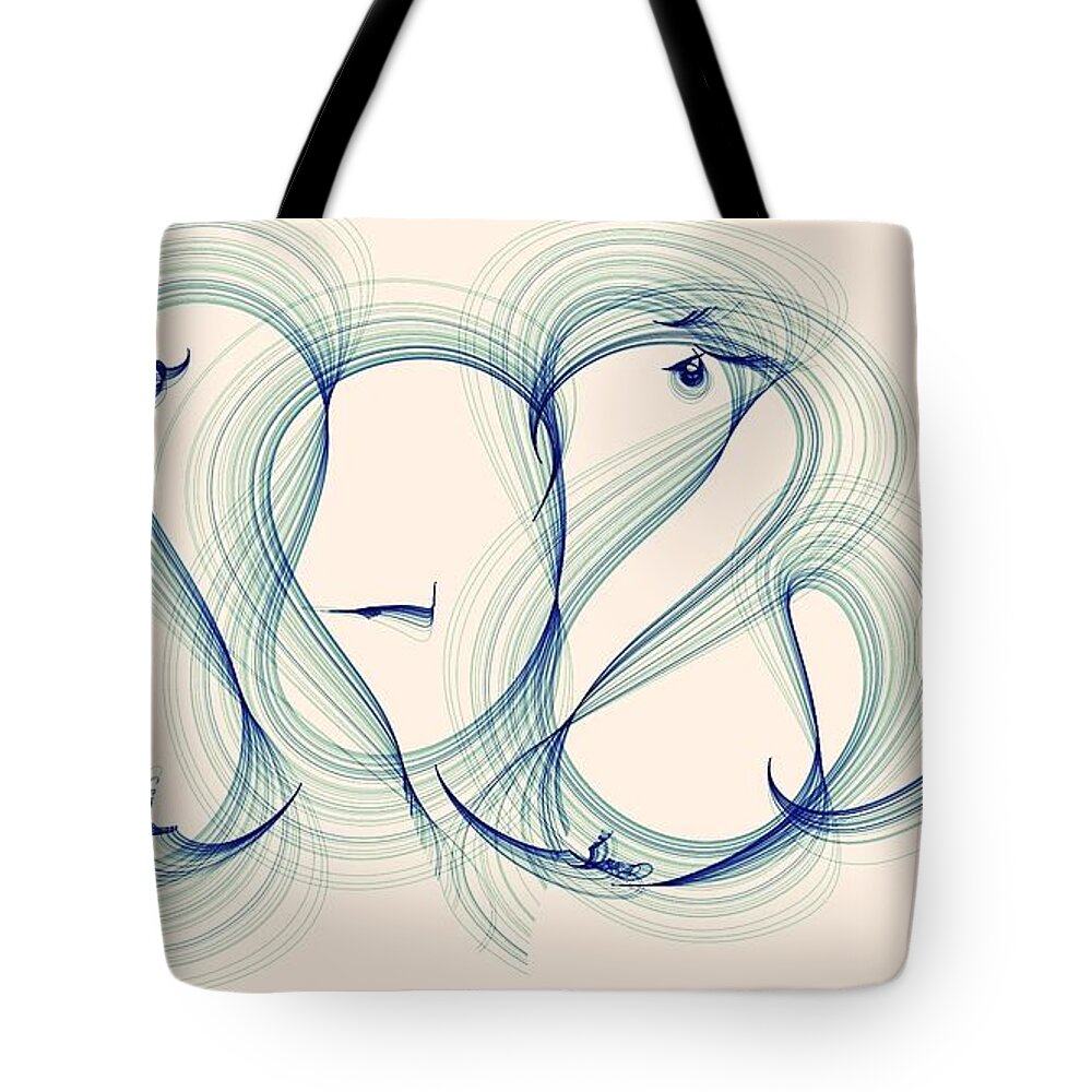 Octopus Tote Bag featuring the mixed media Miss Octopus by Marian Lonzetta