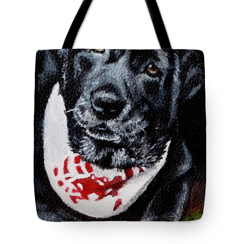 Black Labrador Tote Bag featuring the painting Miss Piggy Bright by Carol Russell