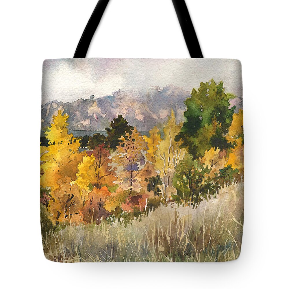 Cloud Painting Tote Bag featuring the painting Misty Fall Day by Anne Gifford