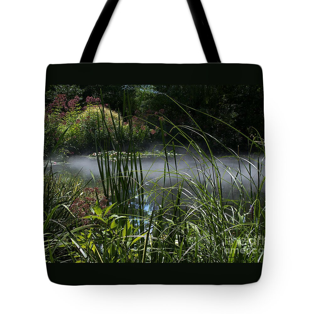 Mist Tote Bag featuring the photograph Misty Lily Pond by Ann Horn