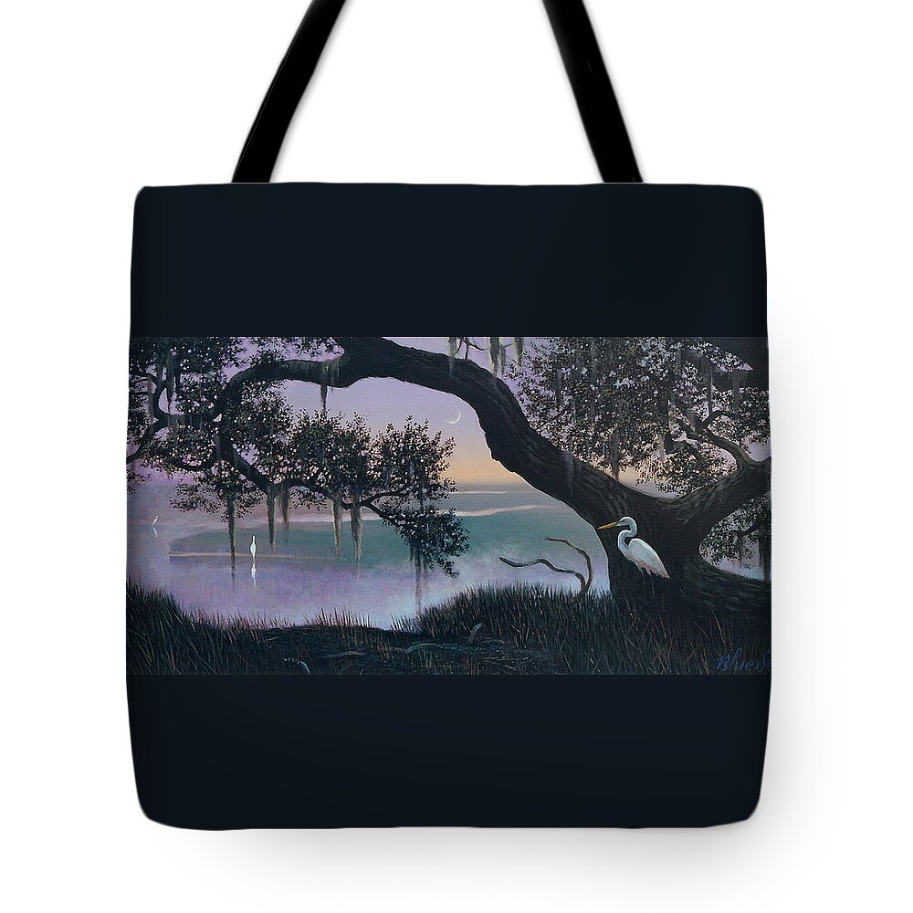 Seabrook Island Tote Bag featuring the painting Misty Morning at Seabrook by Blue Sky
