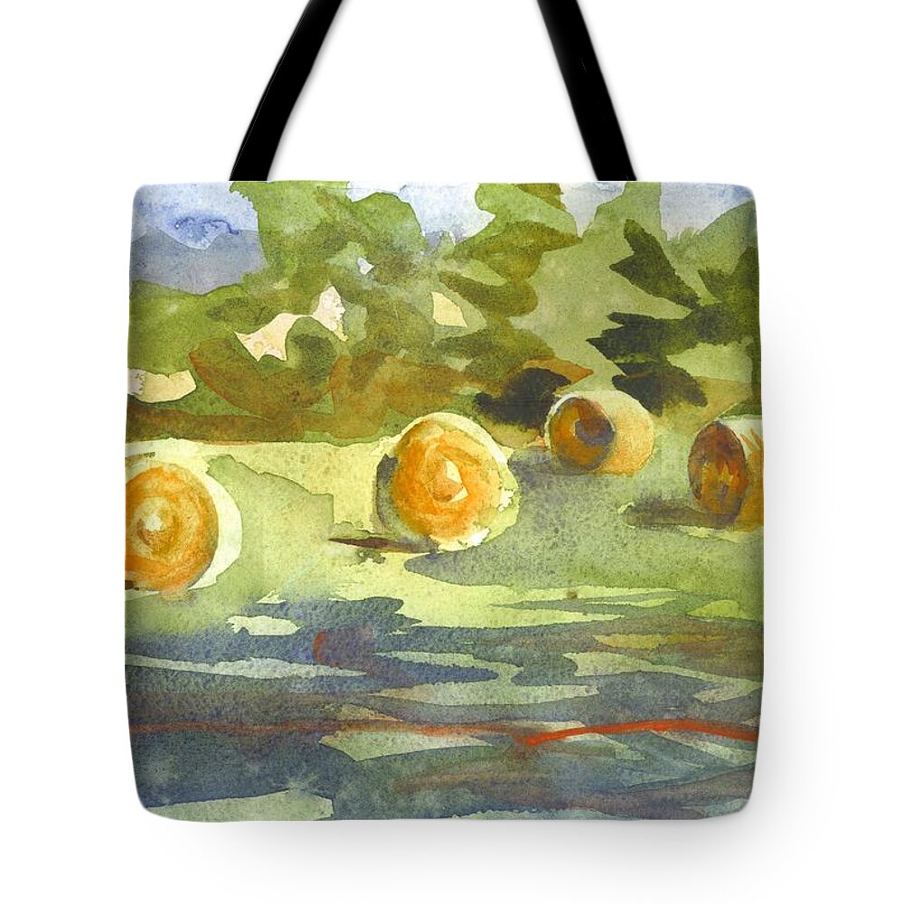 Misty Morning Gold Tote Bag featuring the painting Misty Morning Gold by Kip DeVore