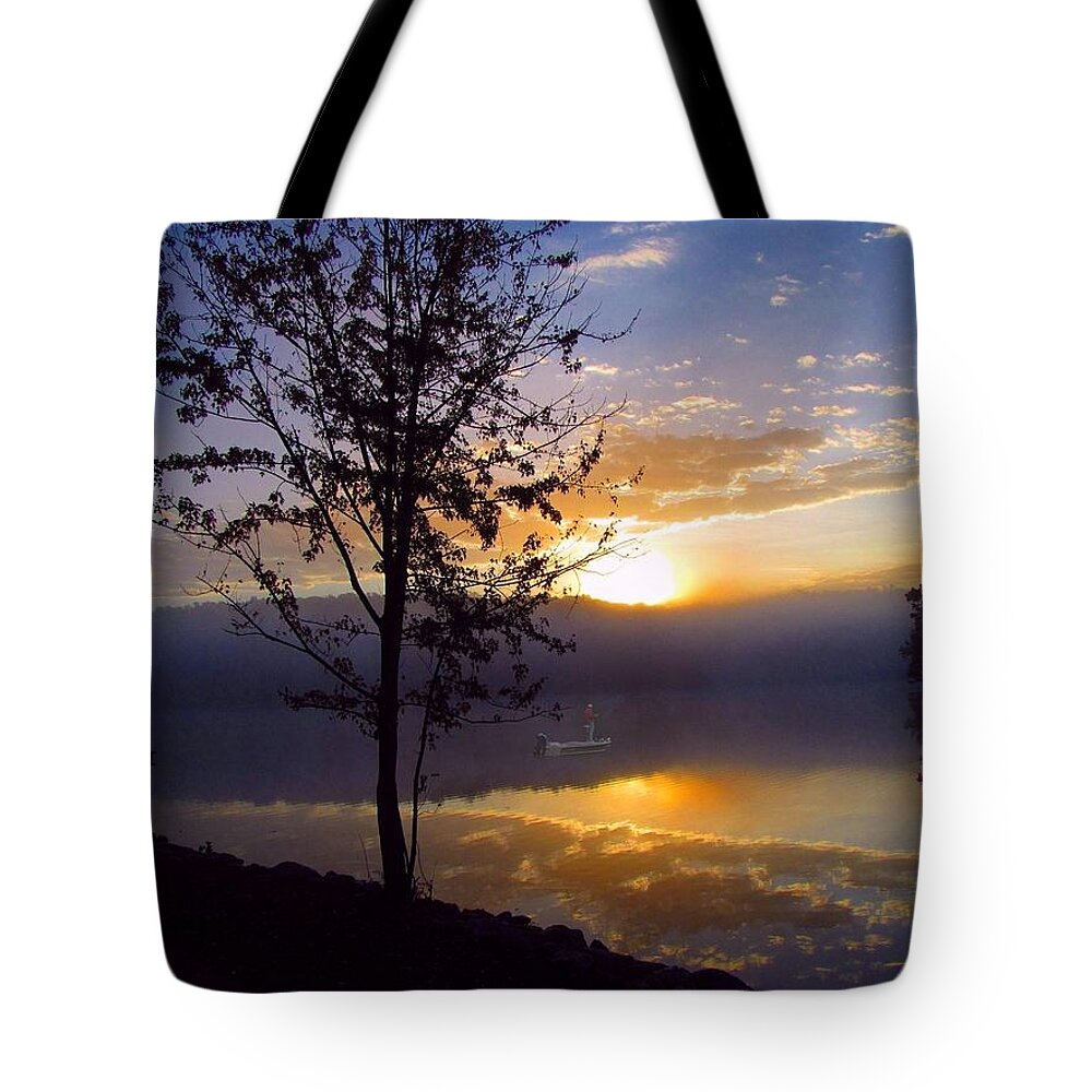 Fishing Tote Bag featuring the photograph Misty Reflections by David Dehner