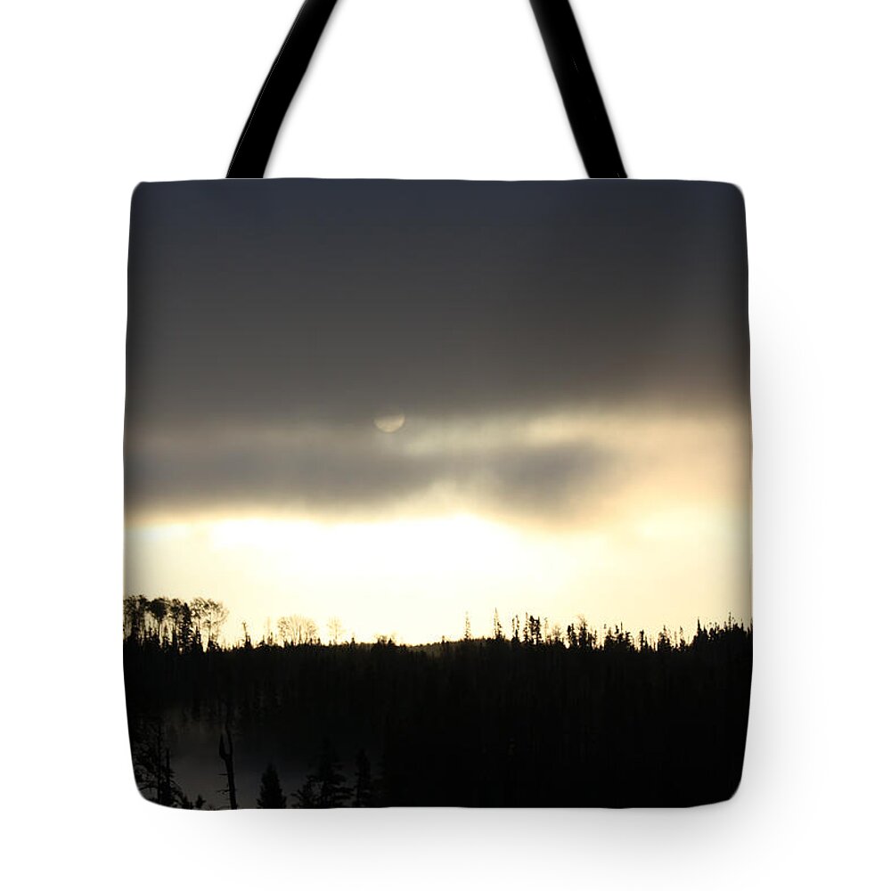 Clouds Tote Bag featuring the photograph Misty Sun by Lynne McQueen