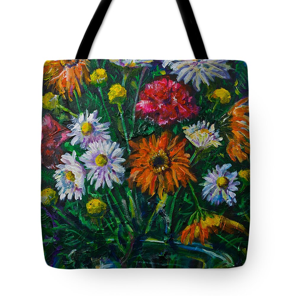 Flowers Tote Bag featuring the painting Mixed Flowers by Maxim Komissarchik