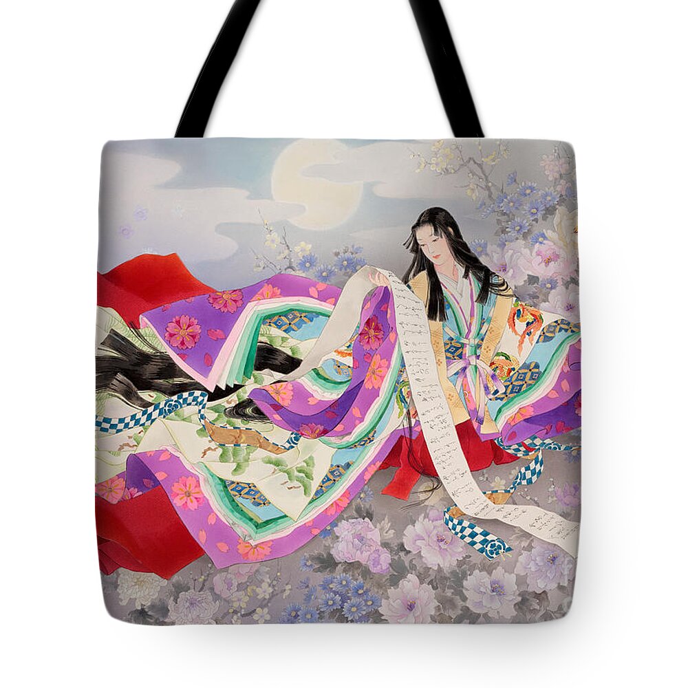 Haruyo Morita Digital Art Tote Bag featuring the digital art Miyabi by MGL Meiklejohn Graphics Licensing