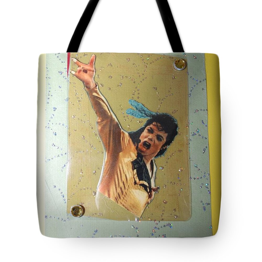 Mixed Media Tote Bag featuring the drawing MJ Leave Me Alone by Karen Buford