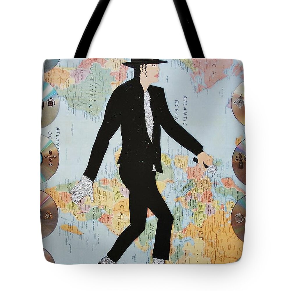 Mixed Media Tote Bag featuring the painting MJ We Are The World by Karen Buford