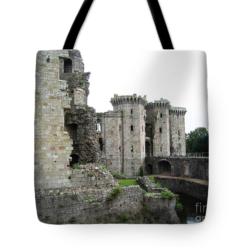 Medieval Castle Tote Bag featuring the photograph Moated Raglan by Denise Railey