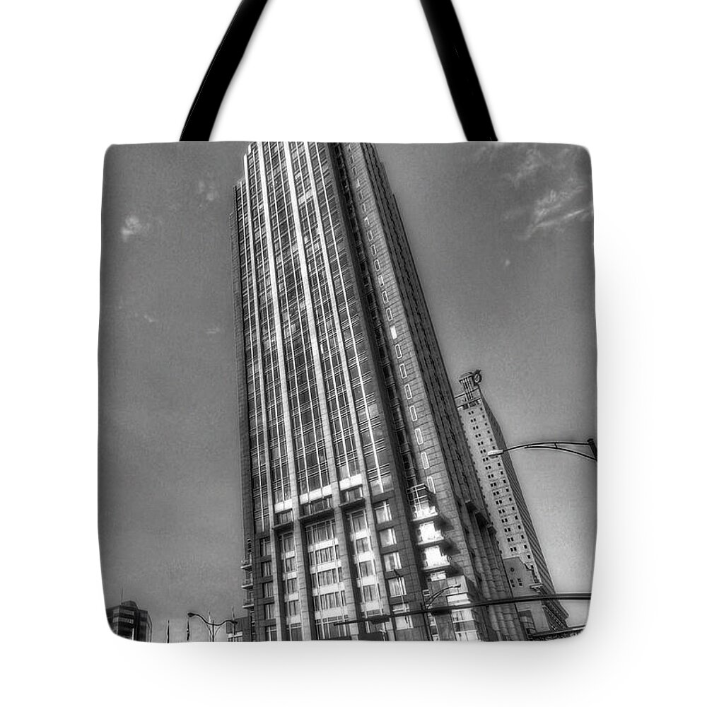 Alabama Tote Bag featuring the digital art Mobile Skyline by Michael Thomas