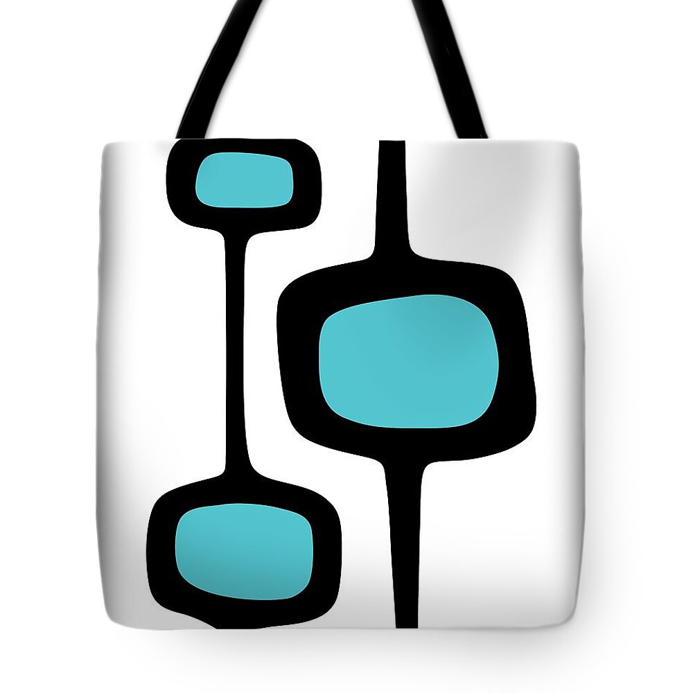 Mid Century Modern Tote Bag featuring the digital art Mod Pod Three Black on White by Donna Mibus