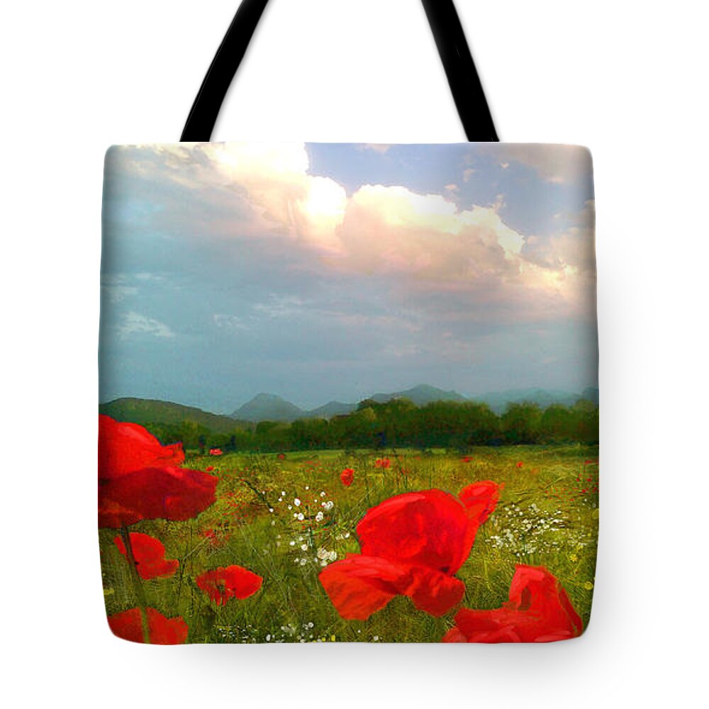 Angie Braun Tote Bag featuring the painting Mohnblumen by Angie Braun