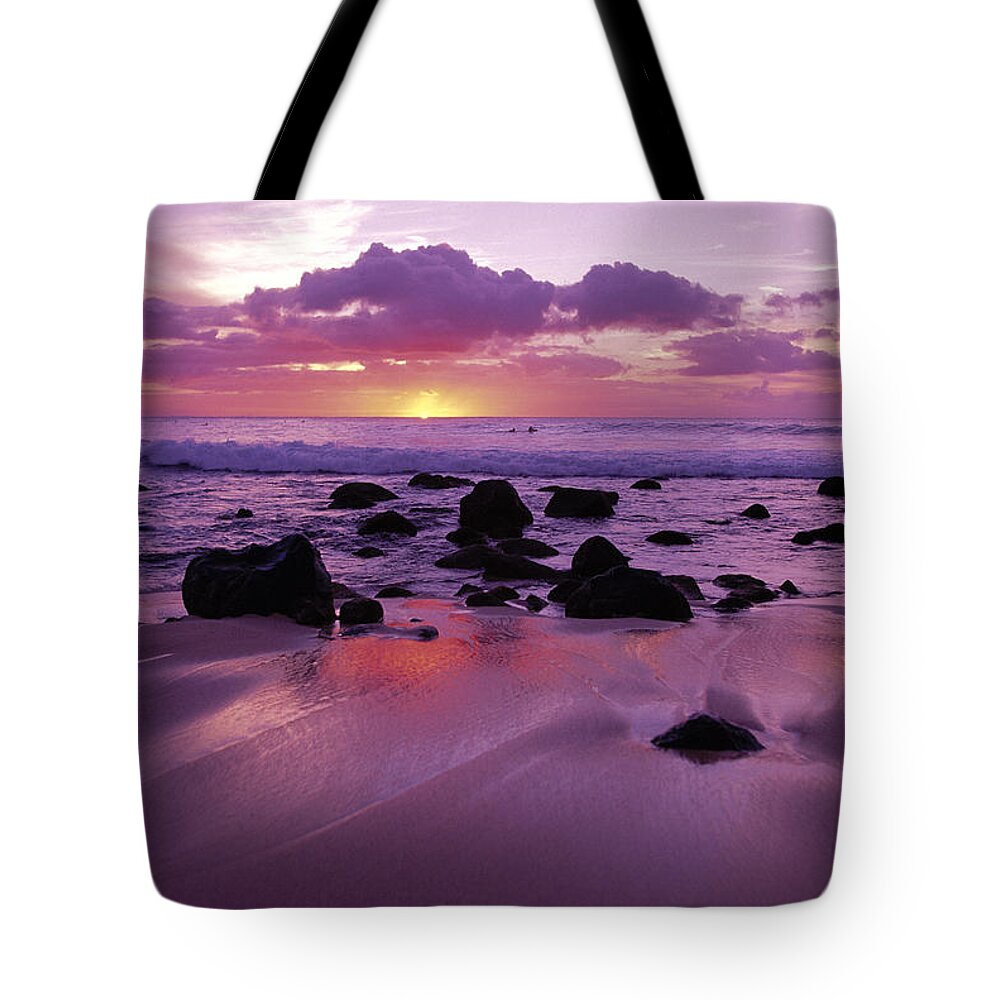 Amaze Tote Bag featuring the photograph Molokai West Shore Sunset by Ron Dahlquist - Printscapes