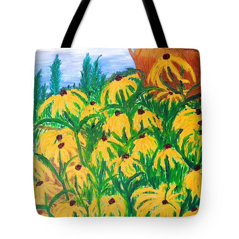 Flower Tote Bag featuring the painting Moms Garden by Randolph Gatling