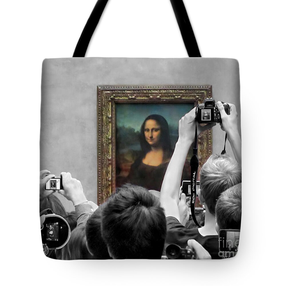 Mona Lisa Tote Bag featuring the photograph Mona Smiles by Jennie Breeze