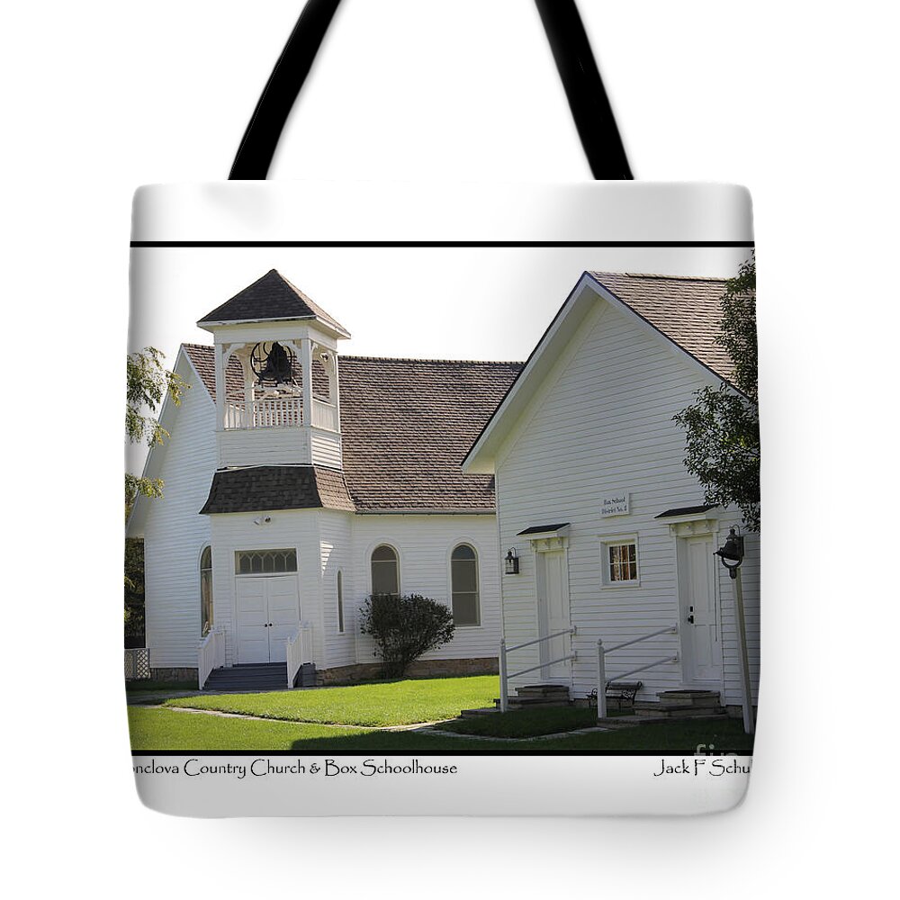 Wolcott Heritage Center Tote Bag featuring the photograph Monclova Country Church and Box Schoolhouse 2660 by Jack Schultz