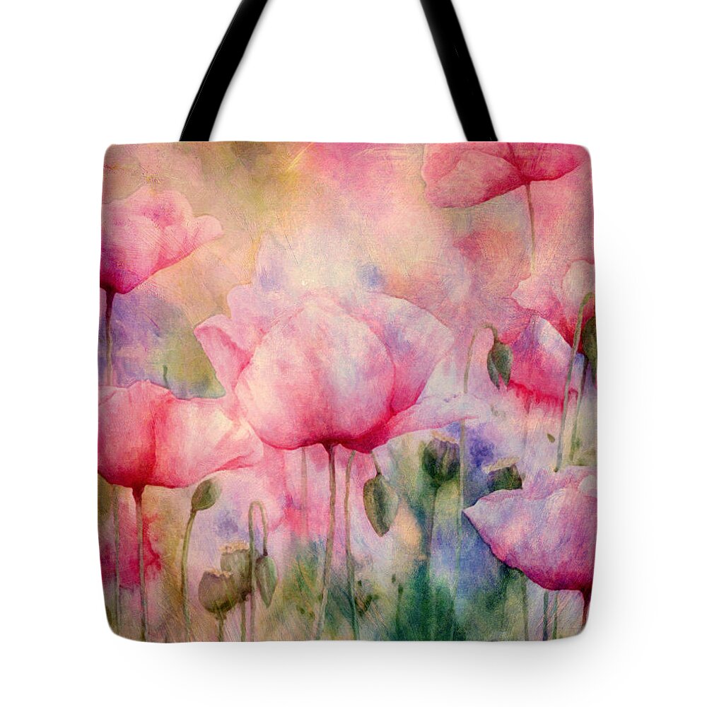 Poppy Tote Bag featuring the painting Monet's Poppies Vintage Warmth by Georgiana Romanovna