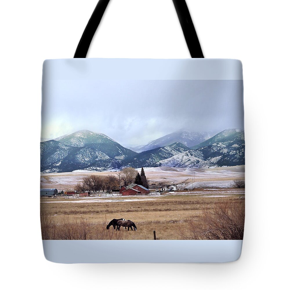 Montana Ranch Tote Bag featuring the photograph Montana Ranch - 1 by Kae Cheatham