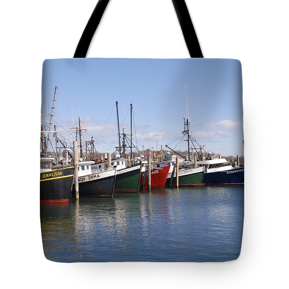 Boats Tote Bag featuring the photograph Montauk Fishing Boats by Bradford Martin