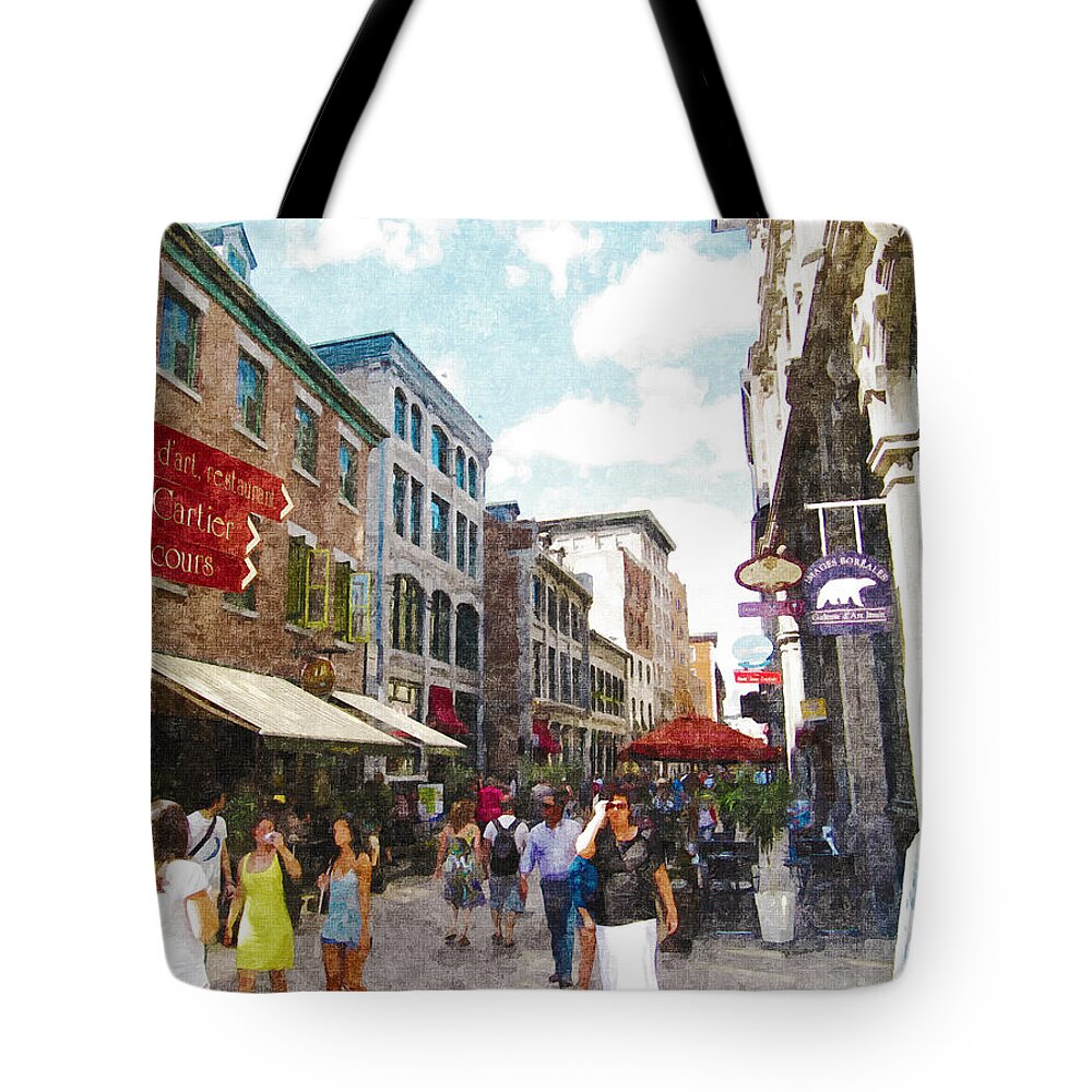 Montreal Tote Bag featuring the mixed media Montreal Corridors of Time by Shawn Dall