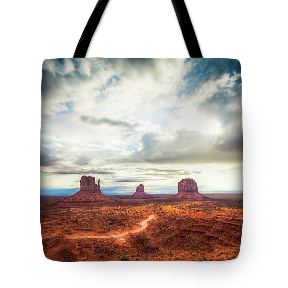 Mesa Tote Bag featuring the photograph Monument Valley Landscape by Lightkey