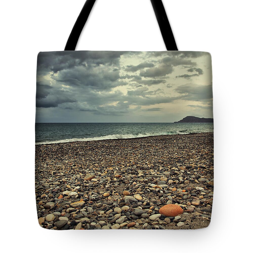 Island Tote Bag featuring the photograph Moody landscape by Sophie McAulay