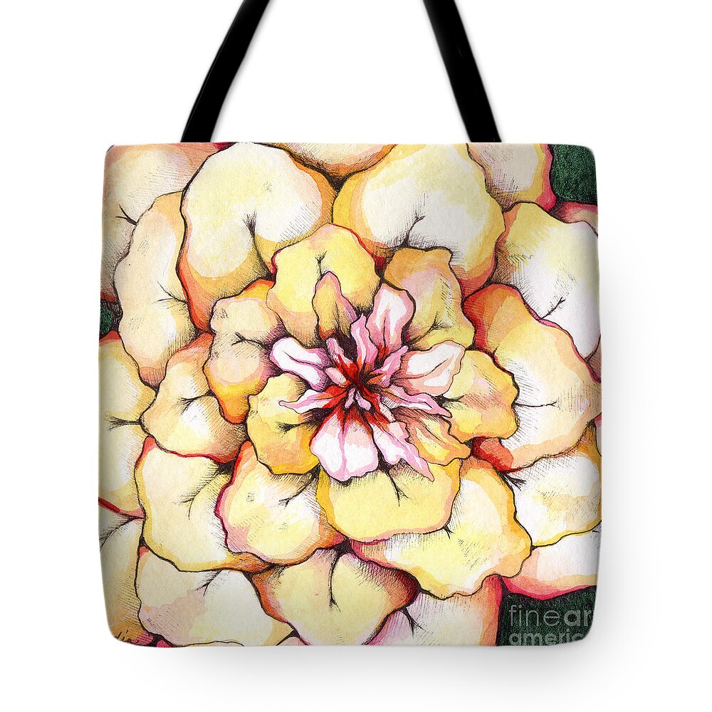 Bloomers Tote Bag featuring the painting Moon Flower out of the bloomers and onto the bloom by Shadia Derbyshire