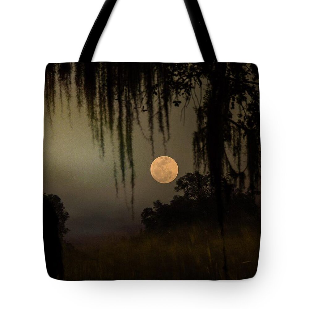  Tote Bag featuring the photograph Moon Mists by John Stokes