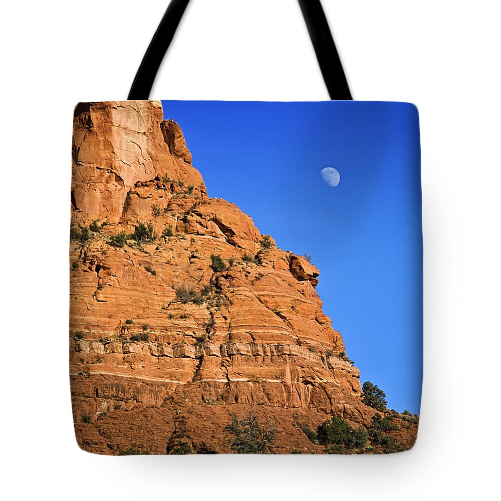 Moon Tote Bag featuring the photograph Moon Over Sedona by Paul Riedinger