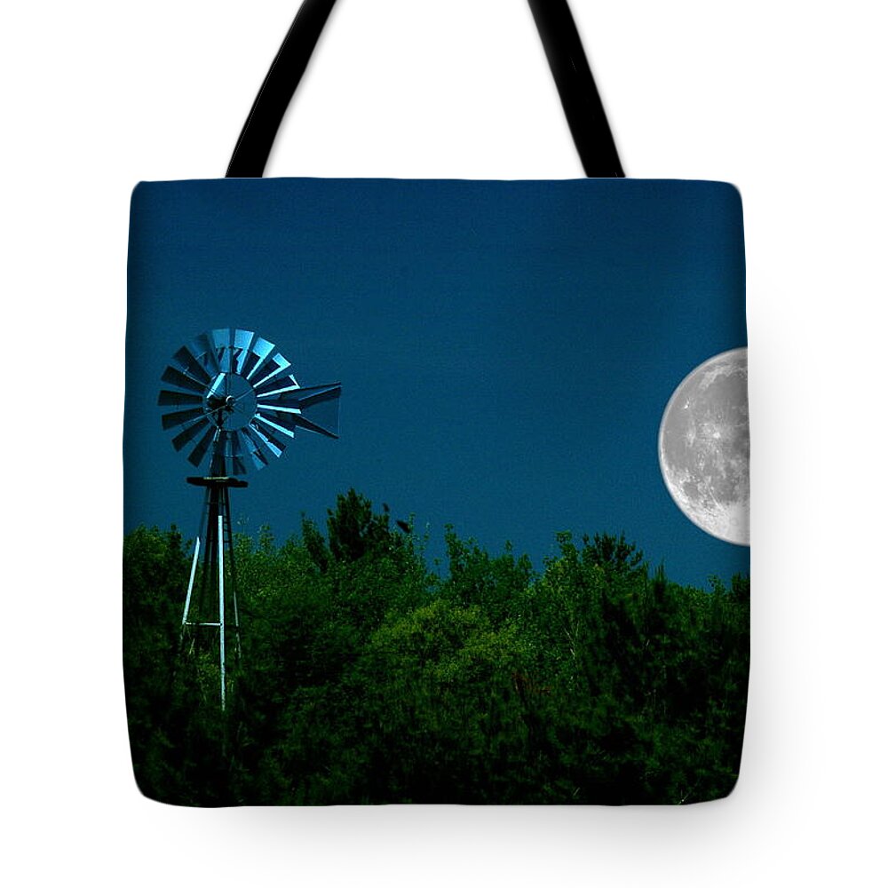 Full Moon Tote Bag featuring the photograph Moon Risen by Randy Pollard