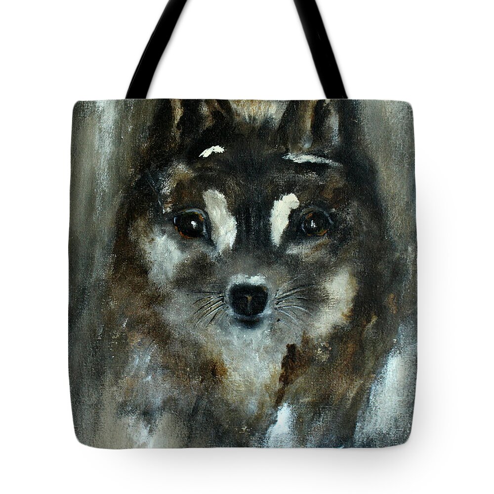 Baby Fox Tote Bag featuring the painting Moon Shadow the Baby Fox by Barbie Batson