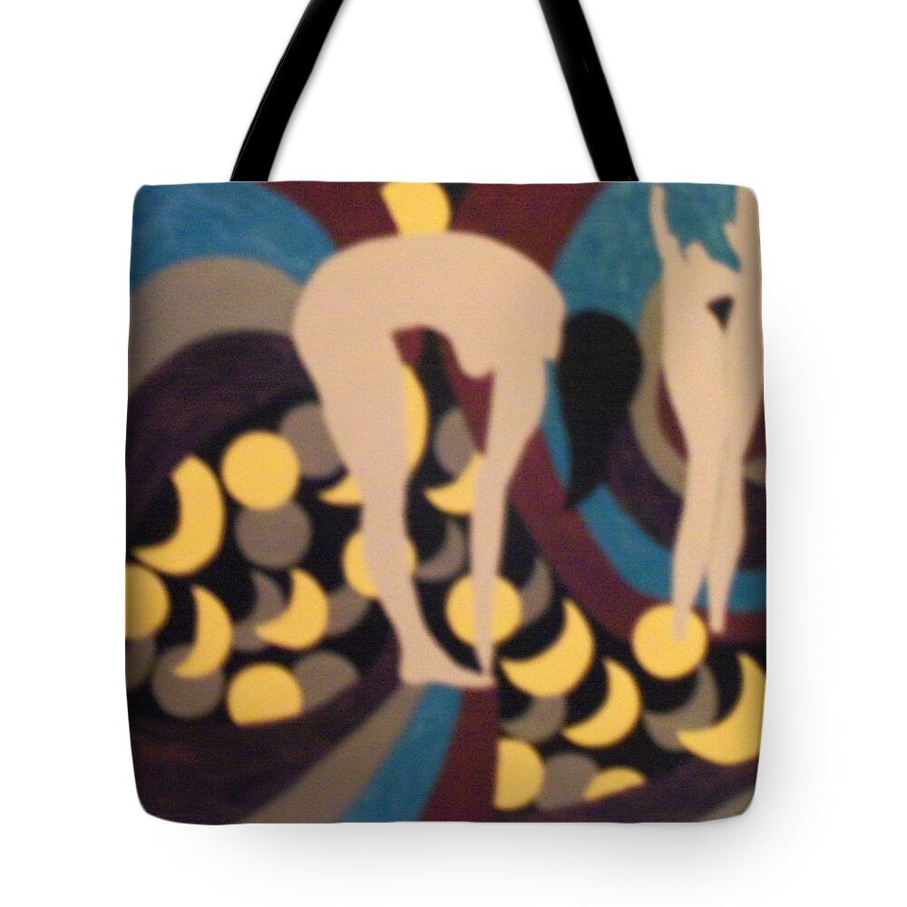 Nude Tote Bag featuring the painting Mooned by Erika Jean Chamberlin