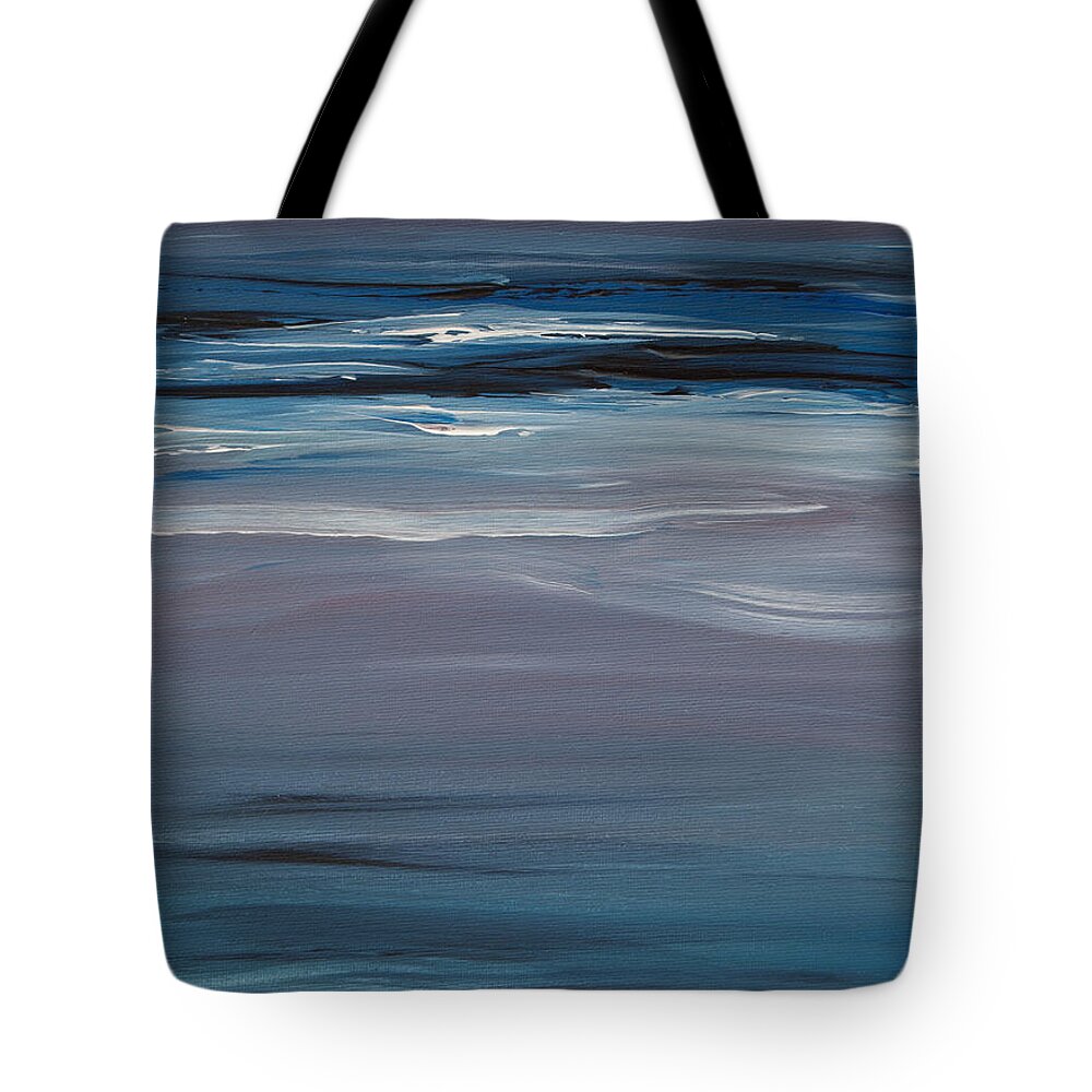 Moonlight Tote Bag featuring the painting Moonlit Waves At Dusk by Jani Freimann