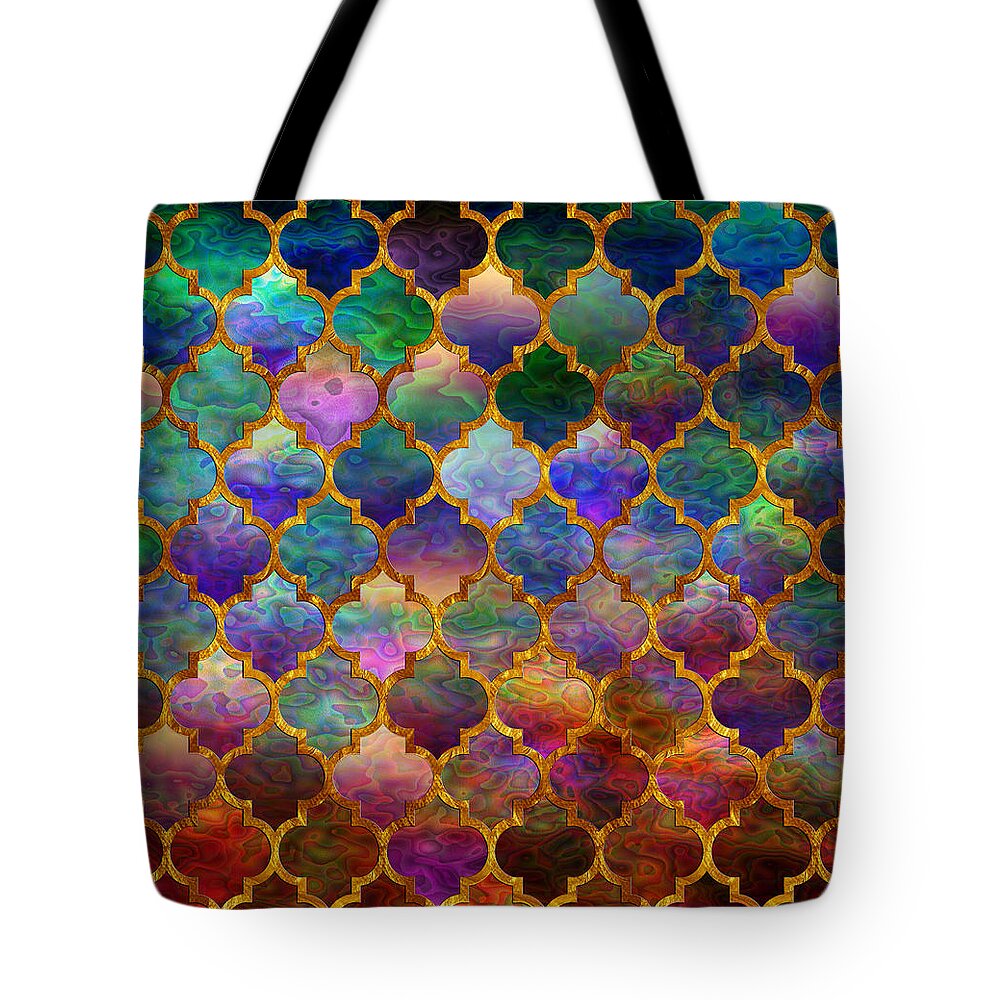 Moorish Tote Bag featuring the digital art Moorish mosaic by Lilia D