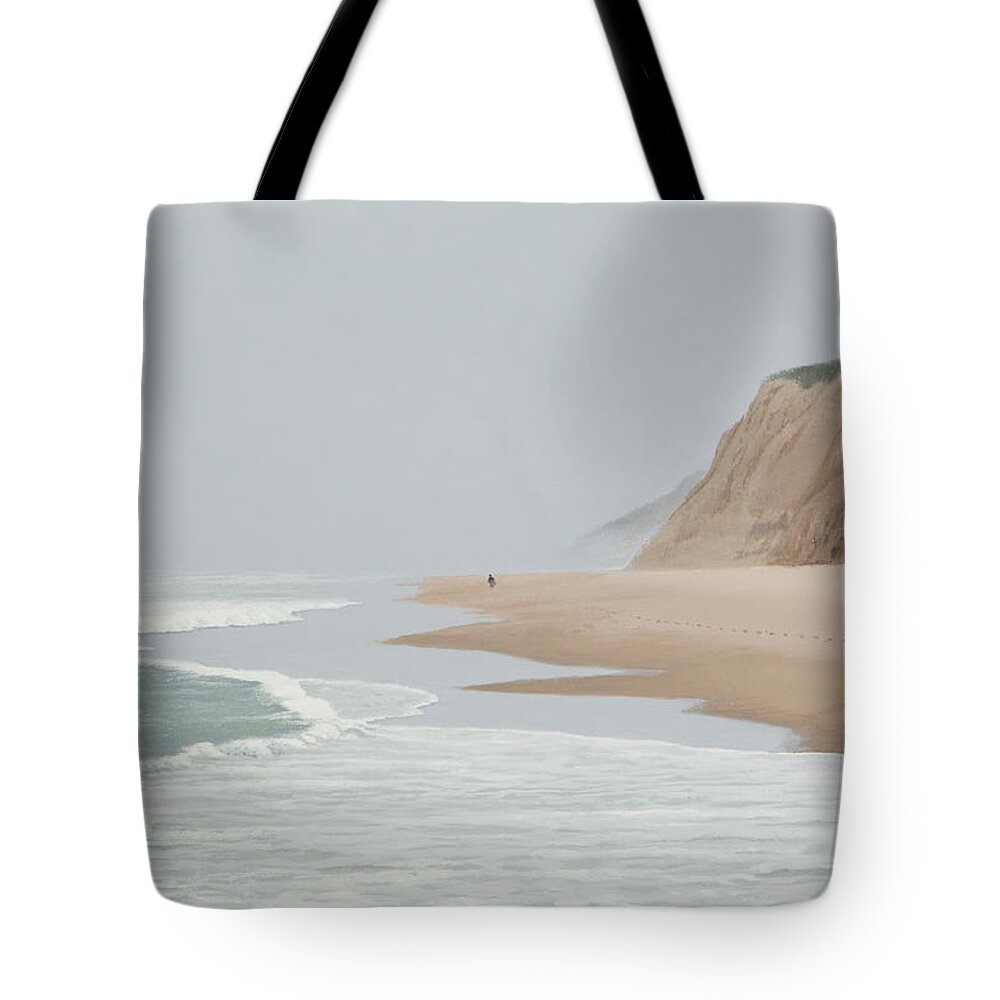 Beach Tote Bag featuring the painting Morning At Pomponio 2 by Michael Putnam