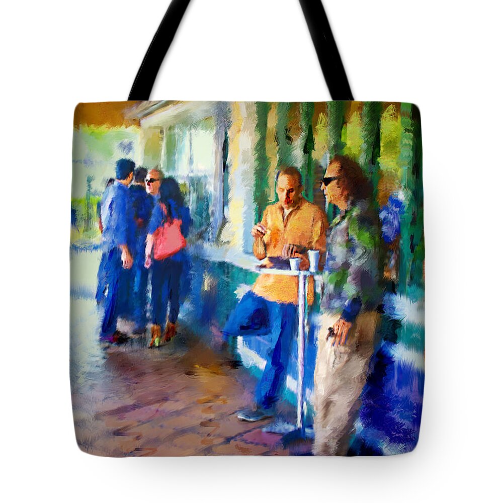 Art Tote Bag featuring the painting Morning Cafe con Leche Break by Ted Azriel