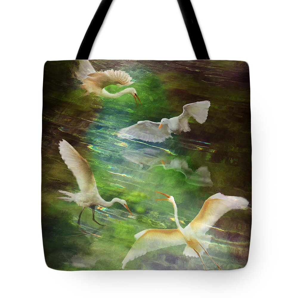 Herons Tote Bag featuring the photograph Morning Fishing by Melinda Hughes-Berland