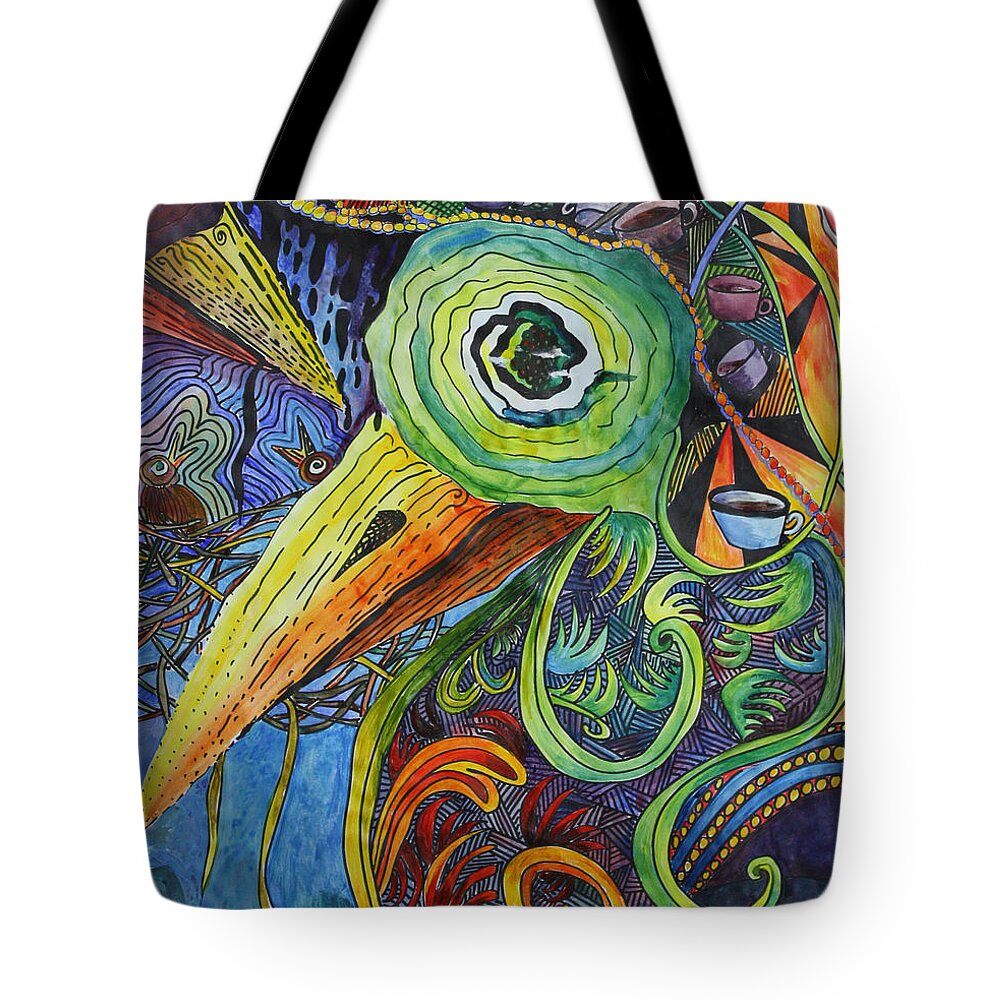 Zentangle Tote Bag featuring the painting Morning Has Broken by Mary Beglau Wykes