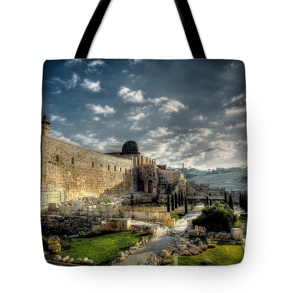 Israel Tote Bag featuring the photograph Morning in Jerusalem HDR by David Morefield