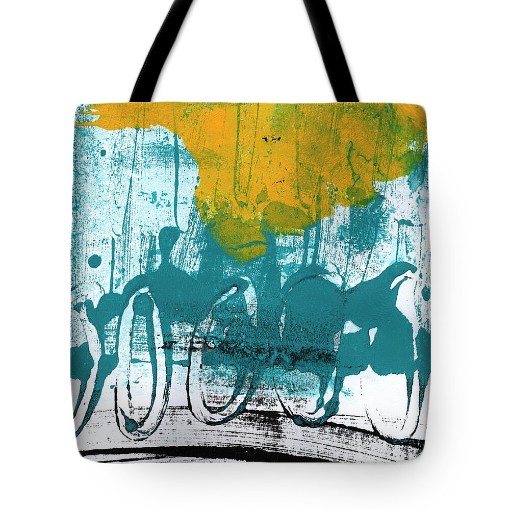 Abstract Painting Tote Bag featuring the painting Morning Ride by Linda Woods