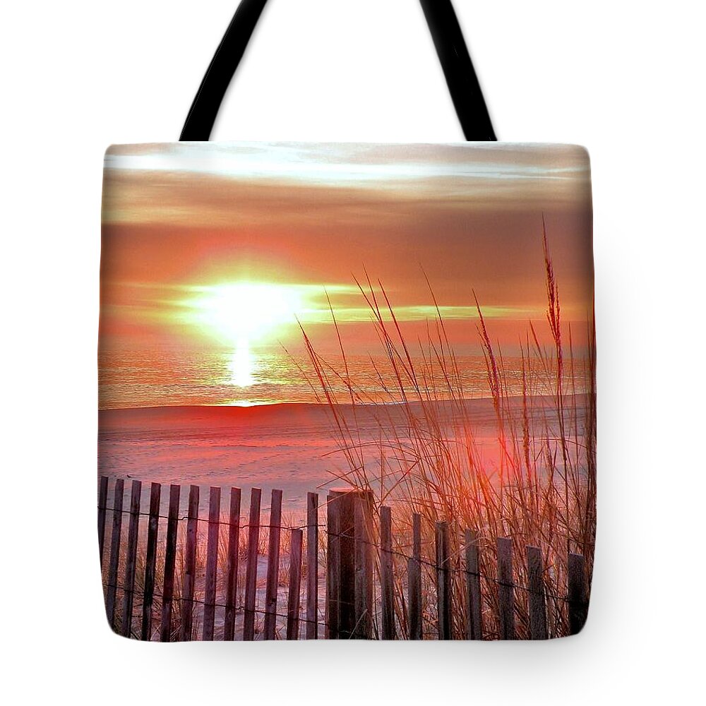 Seascapes Tote Bag featuring the photograph Morning Sandfire by Kim Bemis