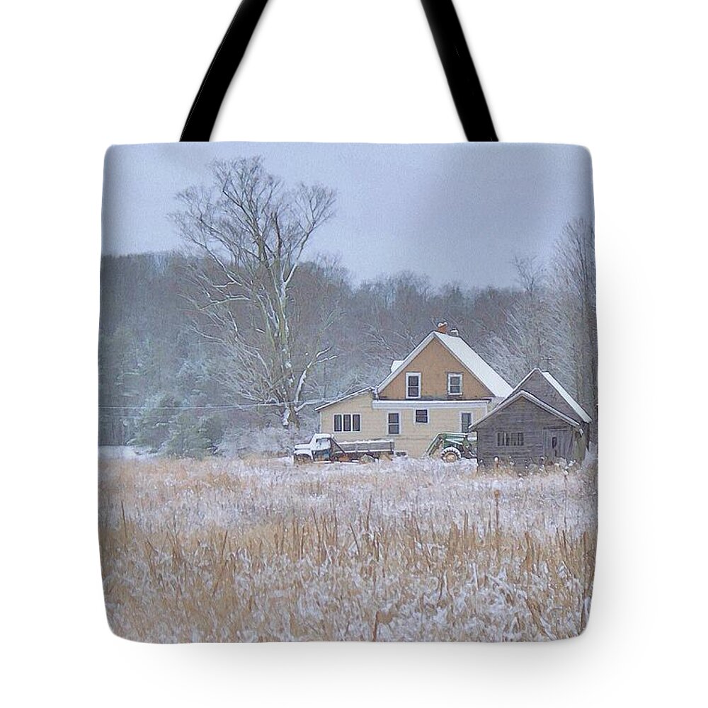 Morning Snow Tote Bag featuring the photograph Morning Snow by Joy Nichols