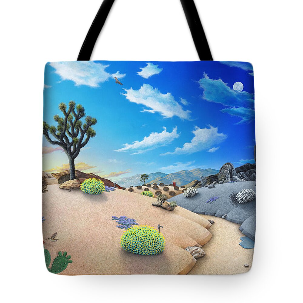 Joshua Tree Tote Bag featuring the painting Joshua Tree morning to night by Snake Jagger