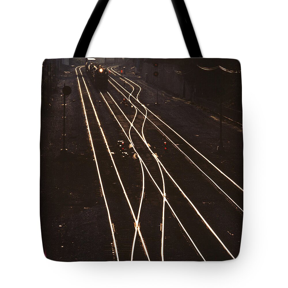 Train Tote Bag featuring the photograph Morning Train by Don Spenner