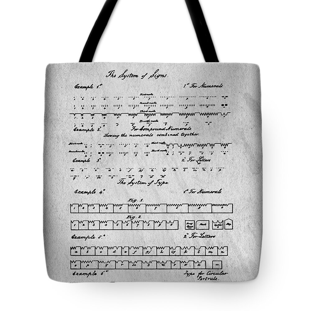 Patent Tote Bag featuring the digital art Morse Code Original Patent by Edward Fielding