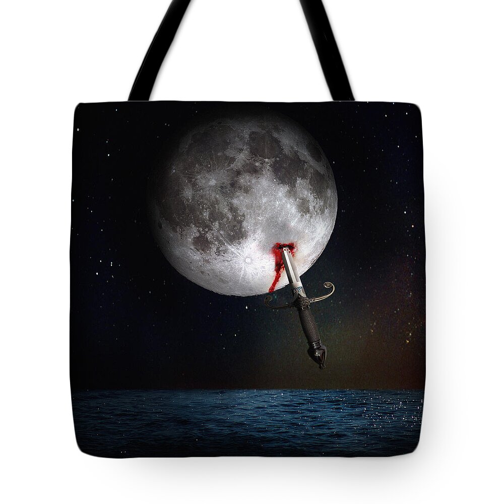 Moon Tote Bag featuring the digital art Morte di un sogno - Dying dream by Alessandro Della Pietra
