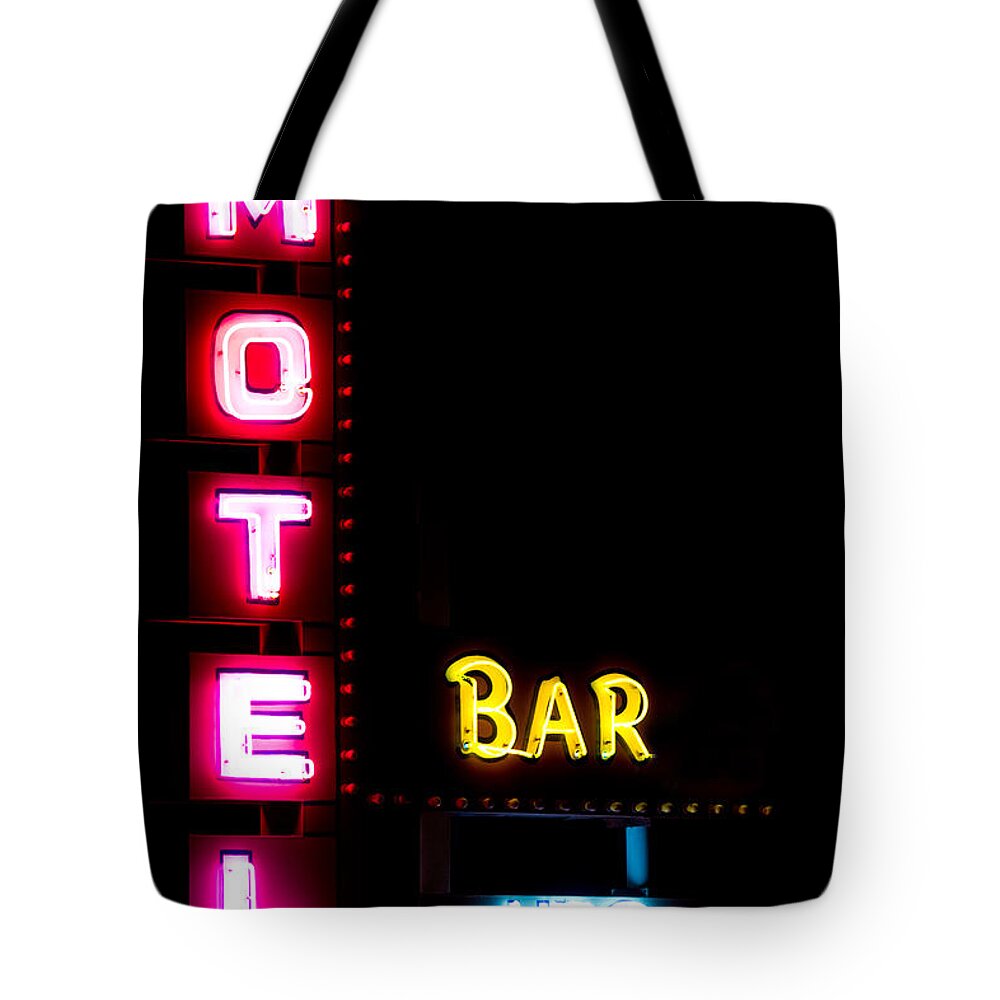 Neon Tote Bag featuring the photograph Motel Bar HBO No Vacancy by James BO Insogna