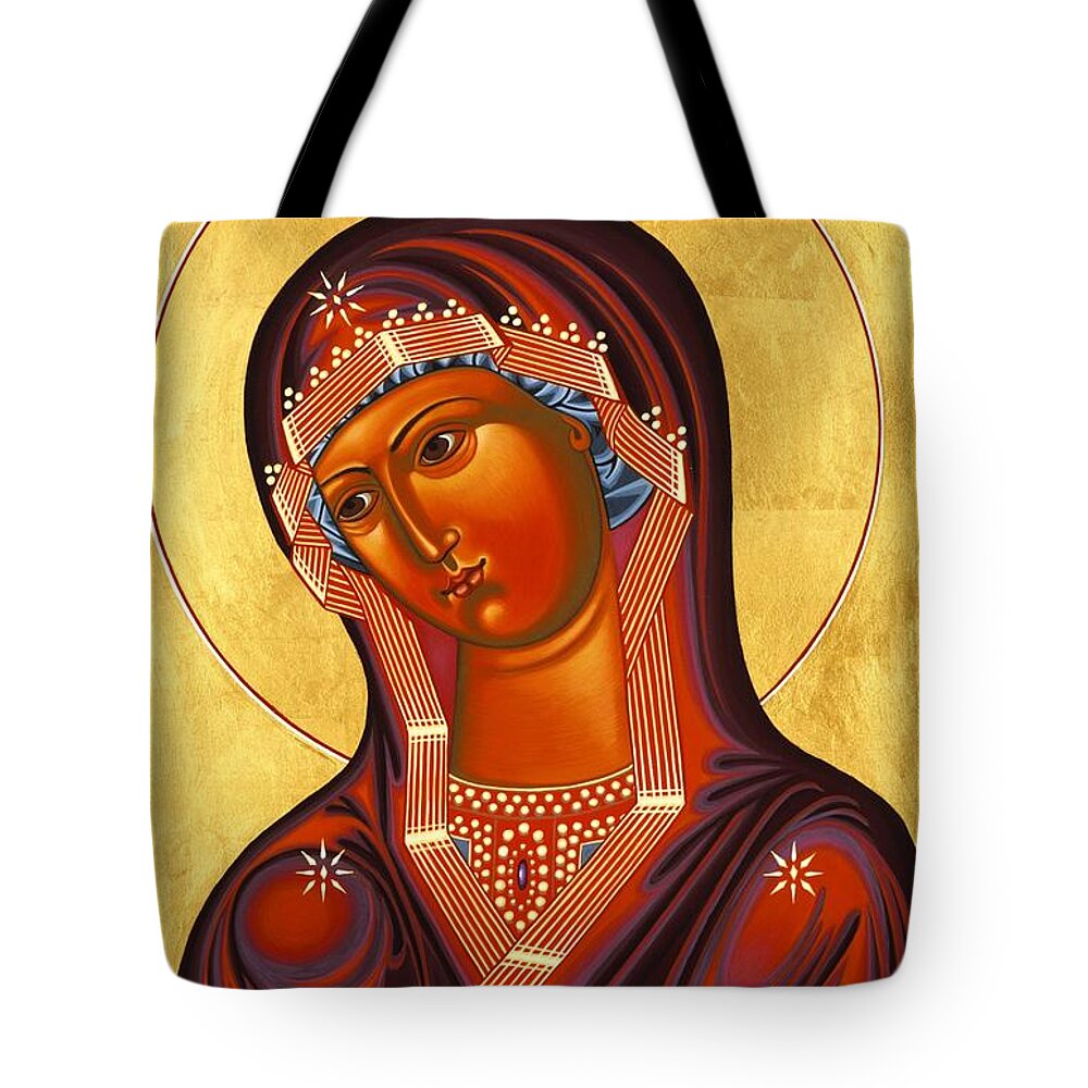 Mother Of God Similar To Fire Tote Bag featuring the painting Mother of God Similar to Fire 007 by William Hart McNichols