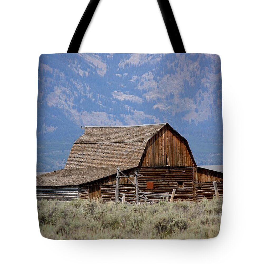 Wyoming Tote Bag featuring the photograph Moulton Barn in the Tetons by Veronica Batterson